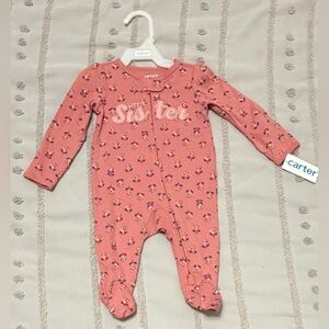 Carter's Pink Floral Little Sister One Piece long onesie